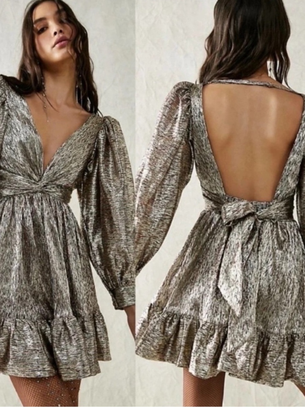Sabina Musayev Roxana Metallic Mini Dress